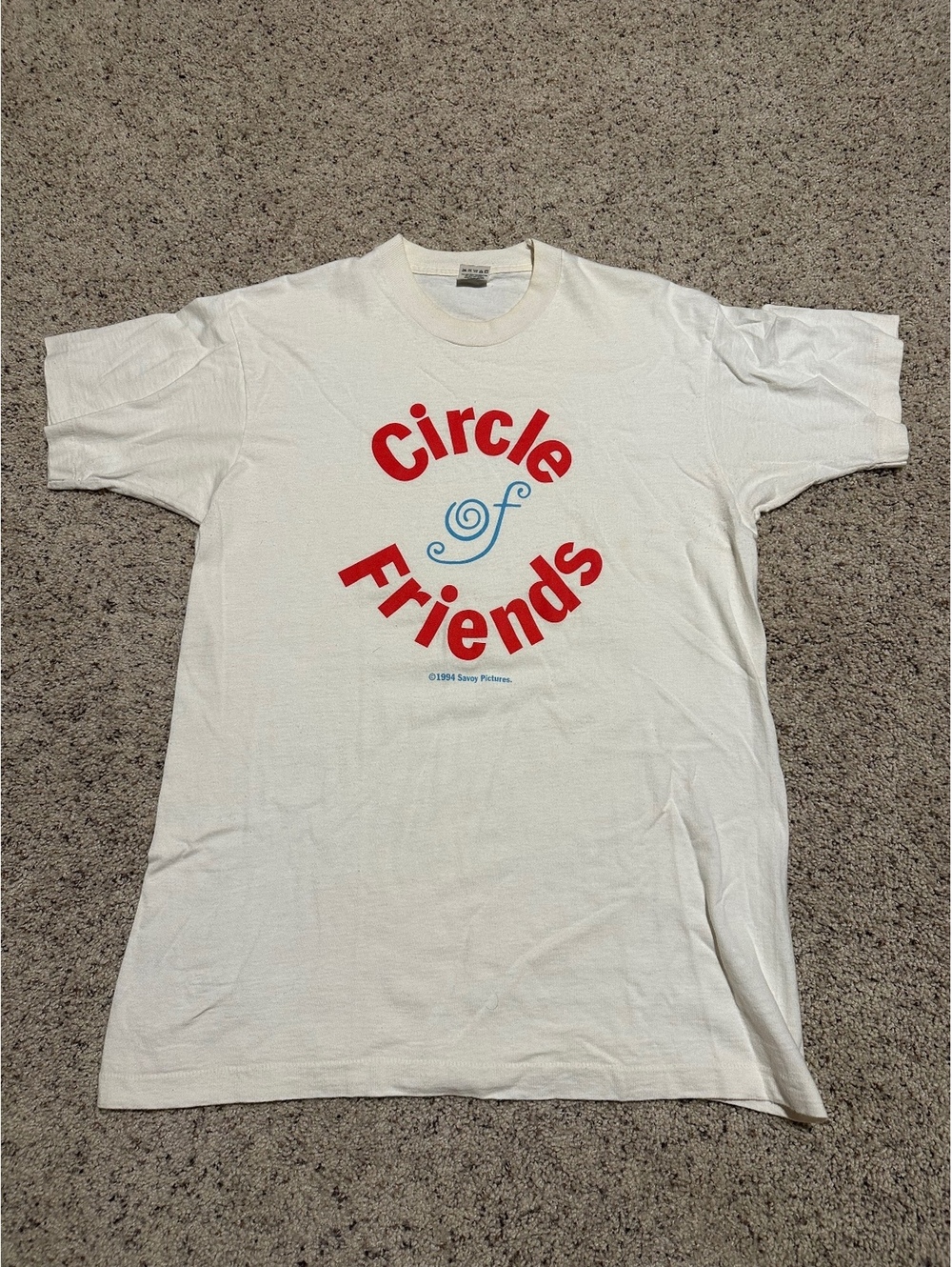 Vintage Circle of Friends Graphic T-Shirt Large Cream Cotton